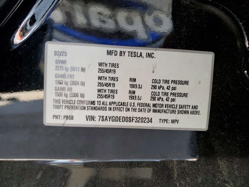 Aukcja sprzedaży 2025 Tesla Model Y, vin: 7SAYGDED0SF320234, numer aukcji: 49319396
