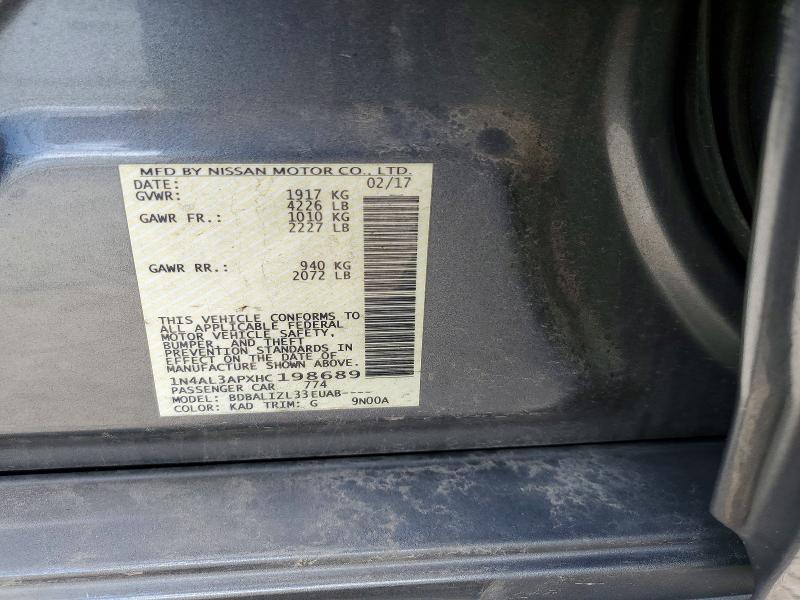 Продаж на аукціоні авто 2017 Nissan Altima, vin: 1N4AL3APXHC198689, номер лоту: 51599306
