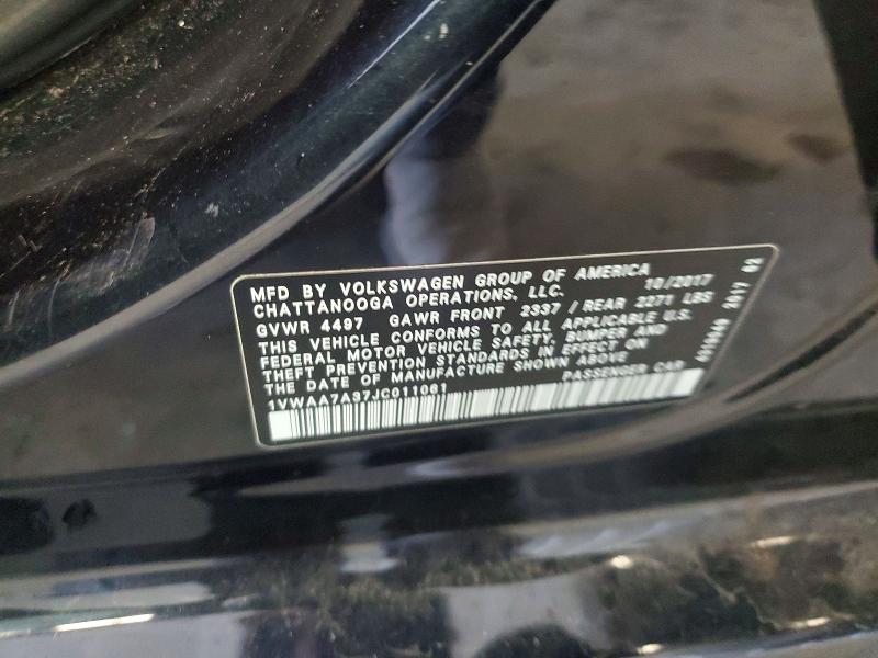 Aukcja sprzedaży 2018 Volkswagen Passat, vin: 1VWAA7A37JC011061, numer aukcji: 50826056