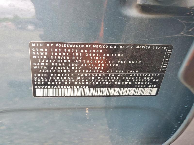 Продаж на аукціоні авто 2019 Volkswagen Tiguan, vin: 3VV2B7AX9KM159723, номер лоту: 50659046