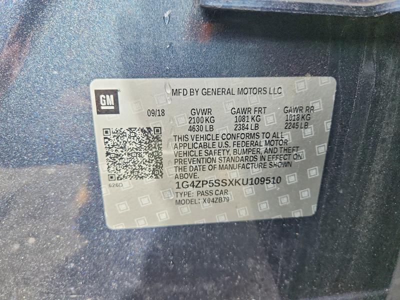 Aukcja sprzedaży 2019 Buick Lacrosse, vin: 1G4ZP5SSXKU109510, numer aukcji: 49980456