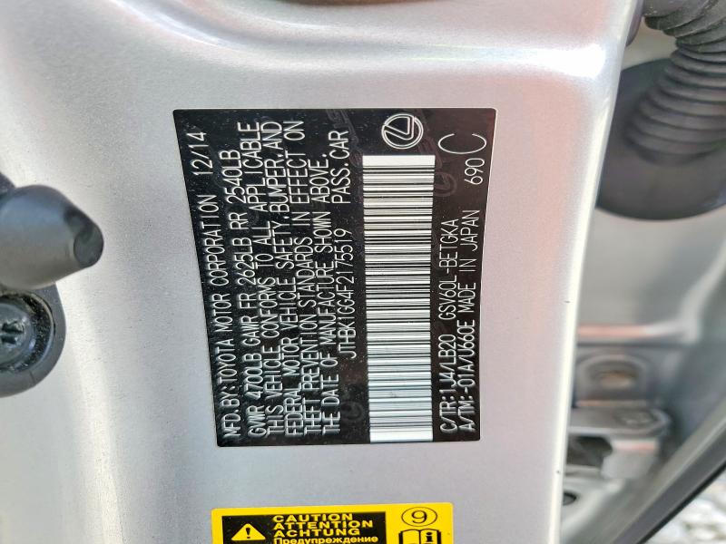 Продаж на аукціоні авто 2015 Lexus Es, vin: JTHBK1GG4F2175519, номер лоту: 49915266
