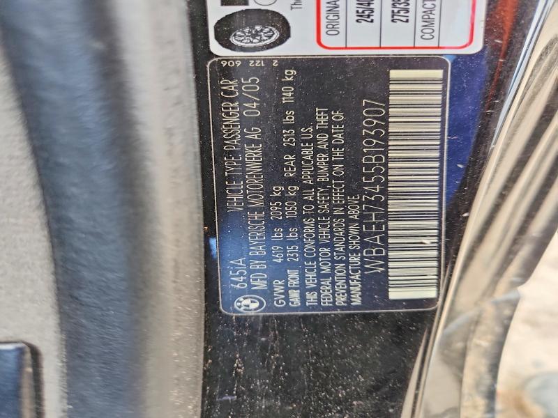 Продажа на аукционе авто 2005 Bmw 645, vin: WBAEH73455B193907, номер лота: 50641646