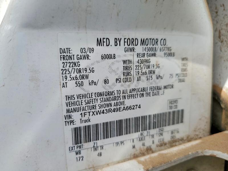 2009 Ford F450 მანქანა იყიდება აუქციონზე, vin: 1FTXW43R49EA66274, აუქციონის ნომერი: 50357676