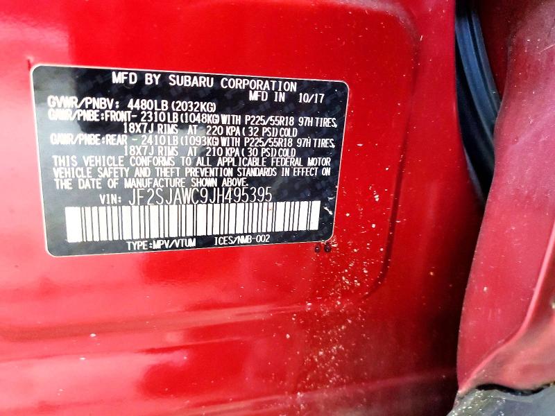 2018 Subaru Forester მანქანა იყიდება აუქციონზე, vin: JF2SJAWC9JH495395, აუქციონის ნომერი: 49243626