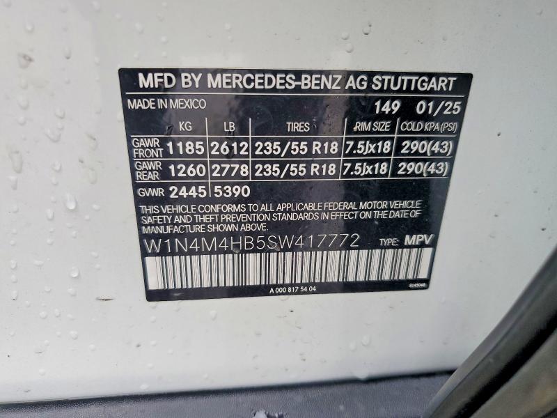 50970536 :رقم المزاد ، W1N4M4HB5SW417772 vin ، 2025 Mercedes-benz Glb مزاد بيع