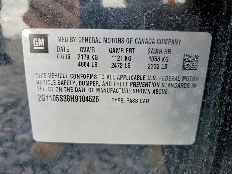 51706936 :رقم المزاد ، 2G1105S38H9104626 vin ، 2017 Chevrolet Impala مزاد بيع
