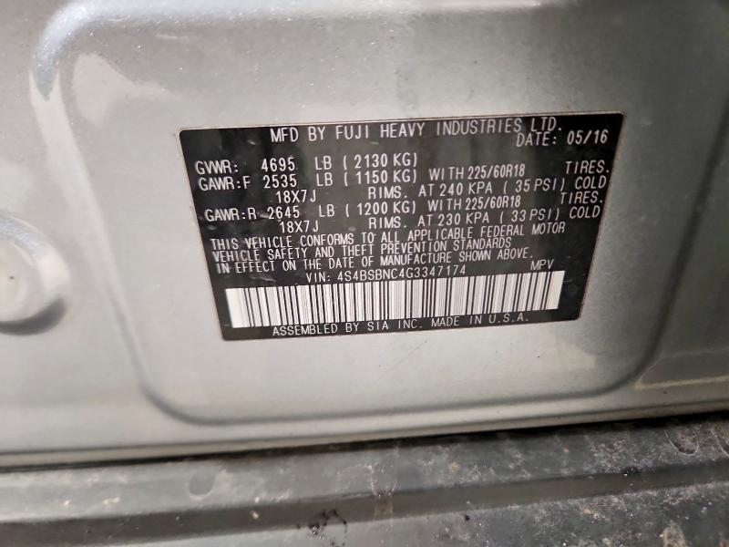 51680966 :رقم المزاد ، 4S4BSBNC4G3347174 vin ، 2016 Subaru Outback مزاد بيع