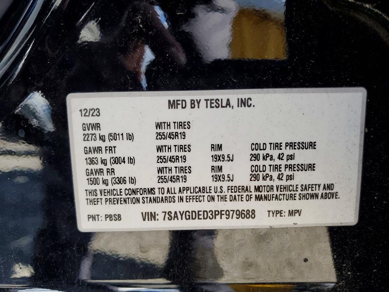 49566576 :رقم المزاد ، 7SAYGDED3PF979688 vin ، 2023 Tesla Model Y مزاد بيع