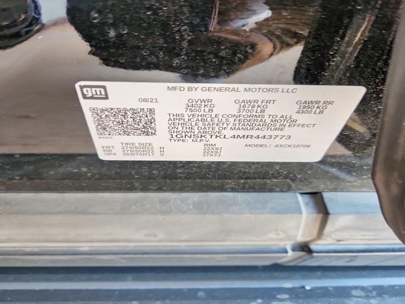 2021 Chevrolet Tahoe მანქანა იყიდება აუქციონზე, vin: 1GNSKTKL4MR443773, აუქციონის ნომერი: 51601826