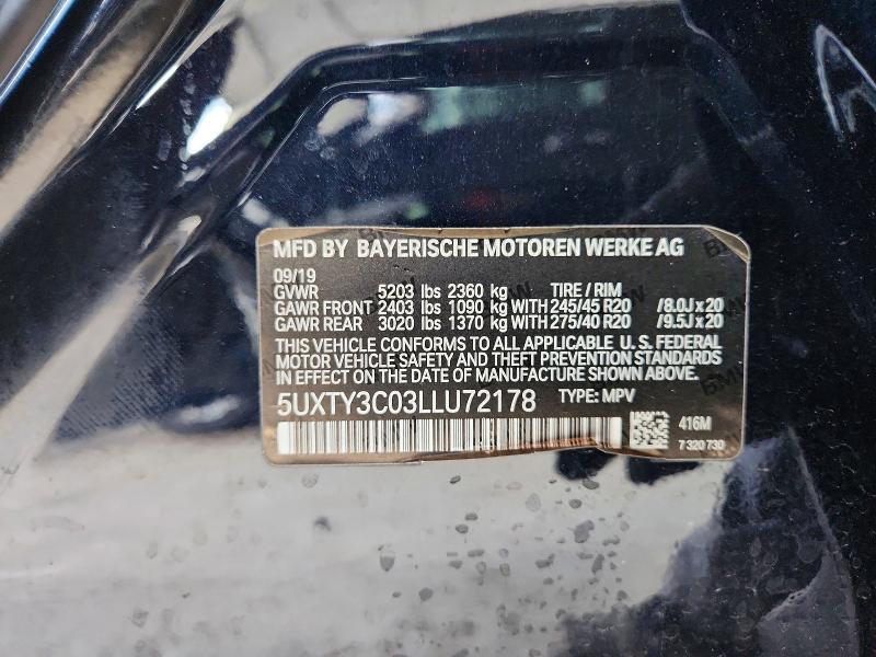 Aukcja sprzedaży 2020 Bmw X3, vin: 5UXTY3C03LLU72178, numer aukcji: 49171076