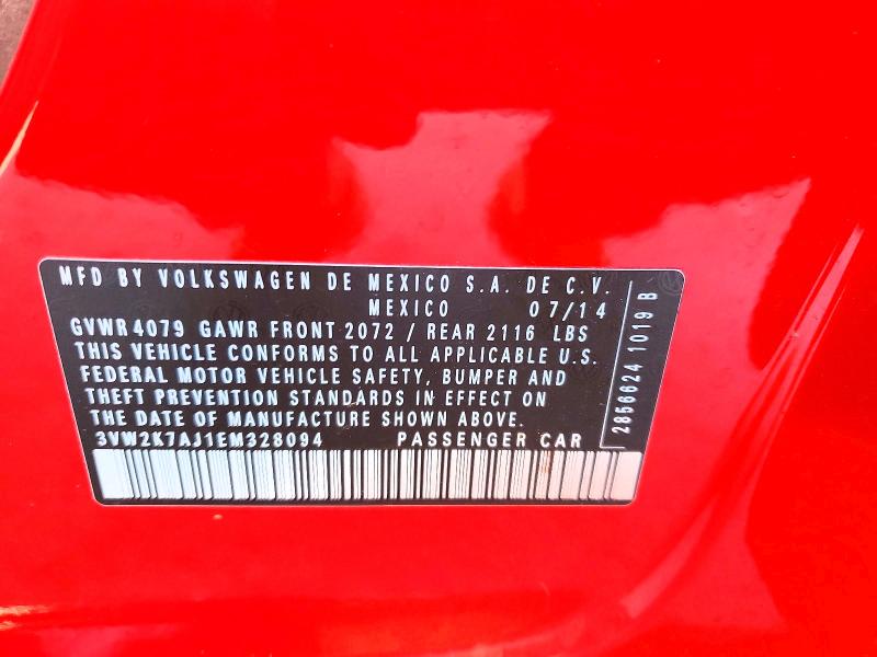 49012236 :رقم المزاد ، 3VW2K7AJ1EM328094 vin ، 2014 Volkswagen Jetta مزاد بيع
