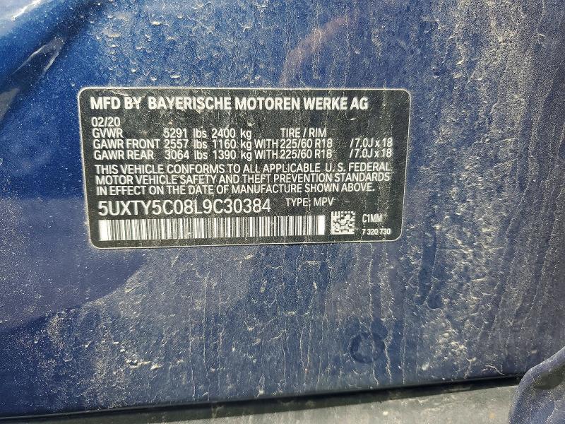 Aukcja sprzedaży 2020 Bmw X3, vin: 5UXTY5C08L9C30384, numer aukcji: 50808716