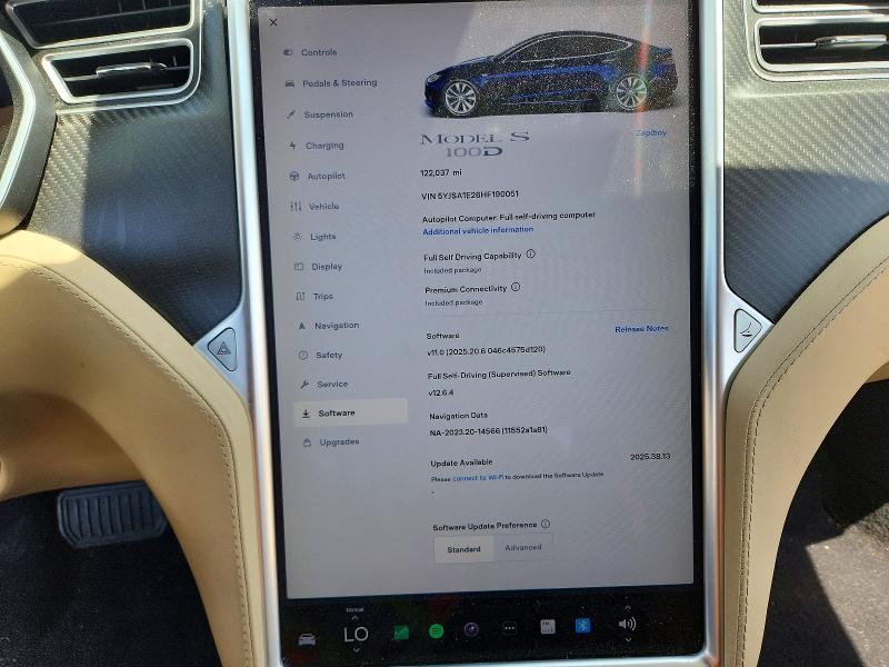2017 Tesla Model S მანქანა იყიდება აუქციონზე, vin: 5YJSA1E26HF190051, აუქციონის ნომერი: 48986826