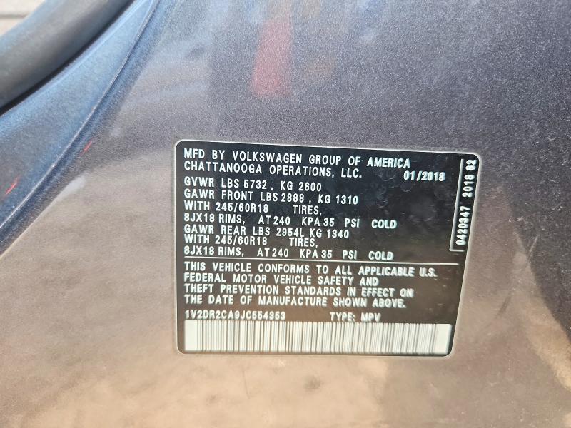 Aukcja sprzedaży 2018 Volkswagen Atlas, vin: 1V2DR2CA9JC554353, numer aukcji: 51173226