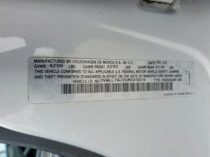 48694436 :رقم المزاد ، 3VWLL7AJ7CM323674 vin ، 2012 Volkswagen Jetta مزاد بيع