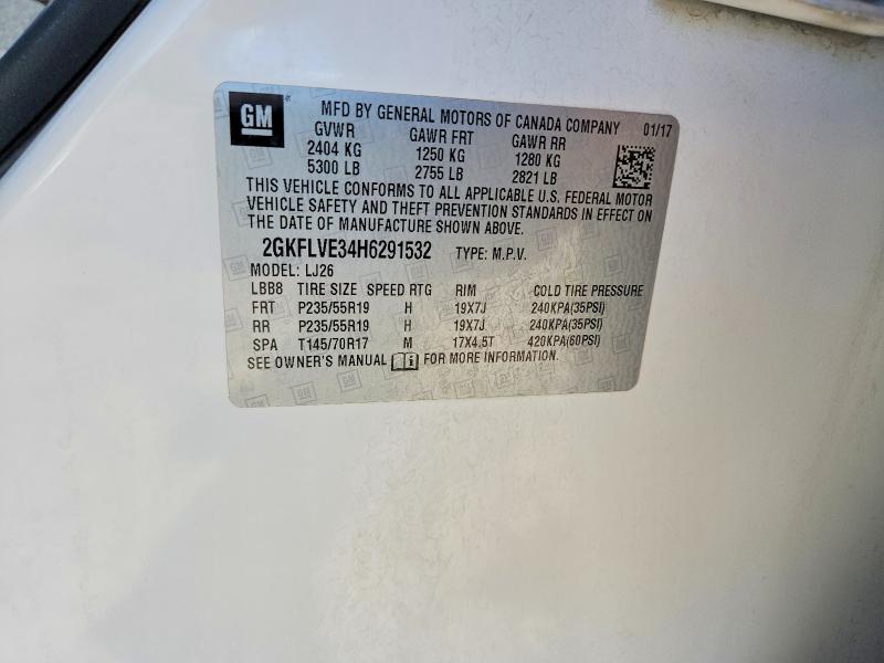 Auction sale of the 2017 Gmc Terrain, vin: 2GKFLVE34H6291532, lot number: 50777196