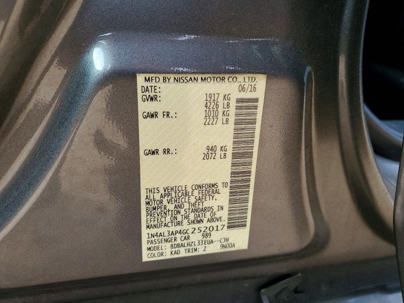 Продаж на аукціоні авто 2016 Nissan Altima, vin: 1N4AL3AP4GC252017, номер лоту: 49578446