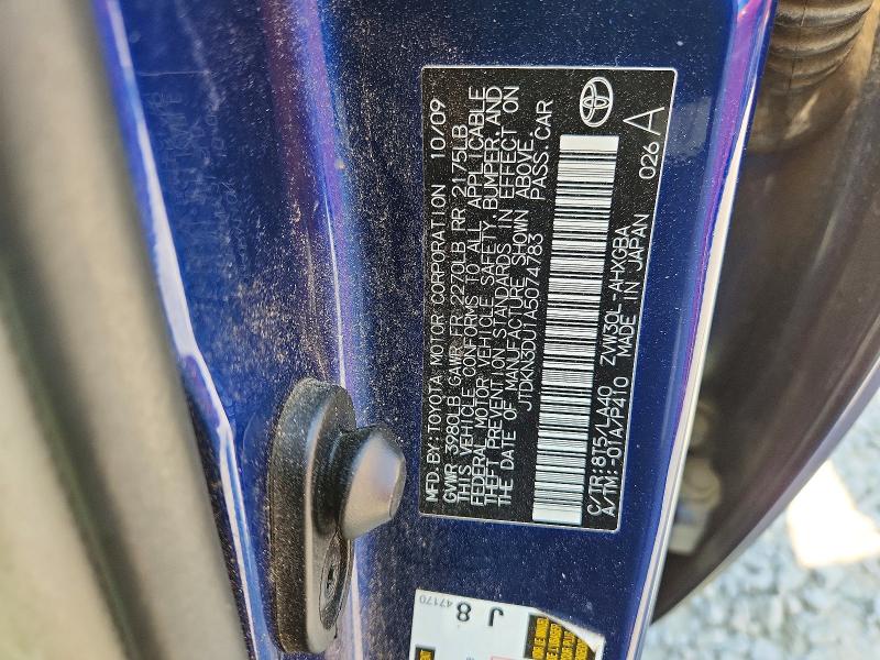 50582996 :رقم المزاد ، JTDKN3DU1A5074783 vin ، 2010 Toyota Prius مزاد بيع