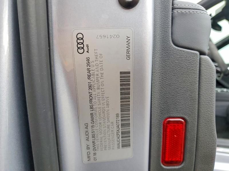 Aukcja sprzedaży 2018 Audi S5, vin: WAUC4CF5XJA072189, numer aukcji: 52068306