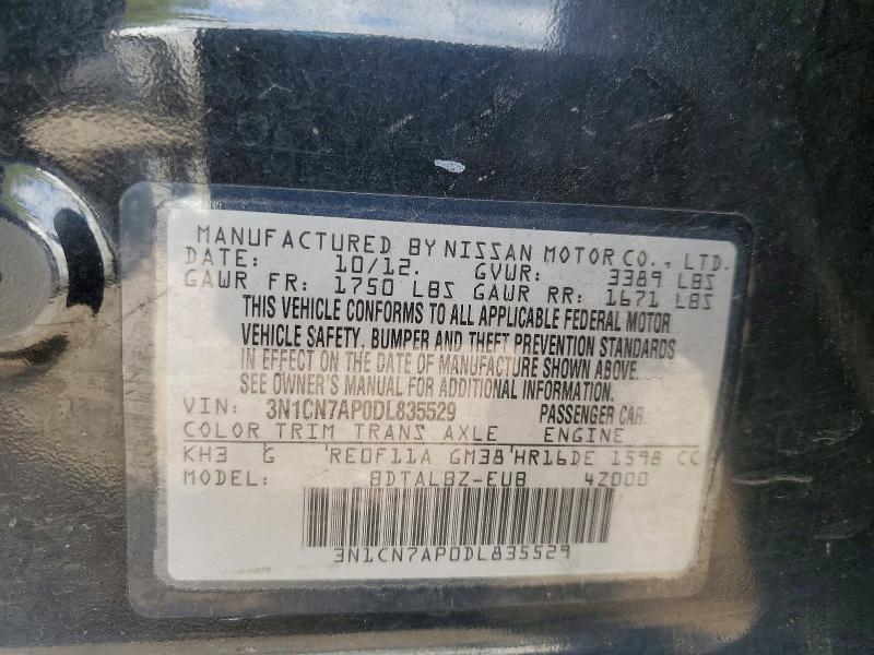 Продажа на аукционе авто 2013 Nissan Versa, vin: 3N1CN7AP0DL835529, номер лота: 51003586