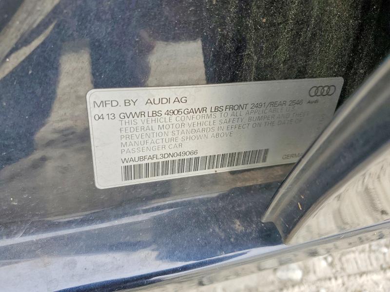 2013 Audi A4 მანქანა იყიდება აუქციონზე, vin: WAUBFAFL3DN049066, აუქციონის ნომერი: 48873696