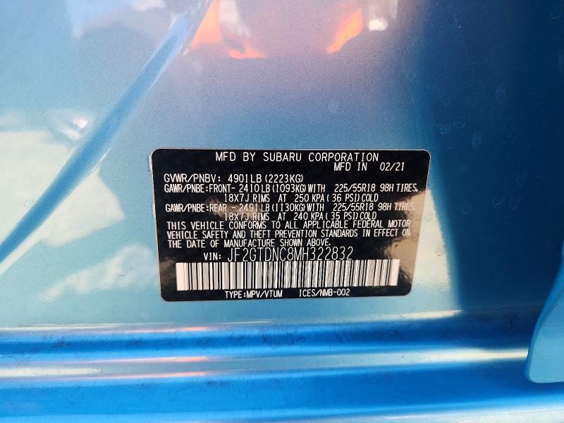 Продаж на аукціоні авто 2021 Subaru Crosstrek, vin: JF2GTDNC8MH322832, номер лоту: 48697276