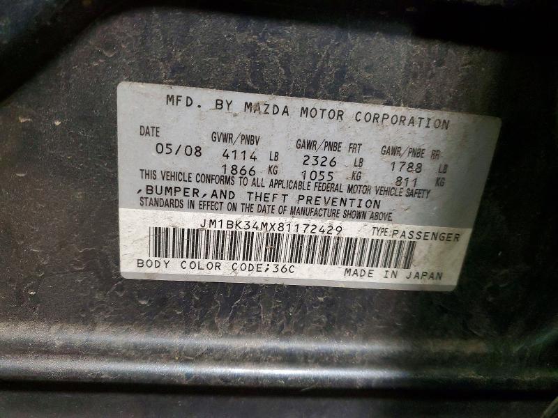 Продаж на аукціоні авто 2008 Mazda Speed, vin: JM1BK34MX81172429, номер лоту: 47982296