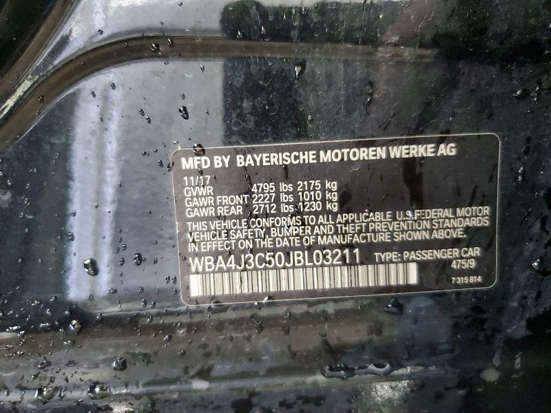 2018 Bmw 430xi მანქანა იყიდება აუქციონზე, vin: WBA4J3C50JBL03211, აუქციონის ნომერი: 50317306