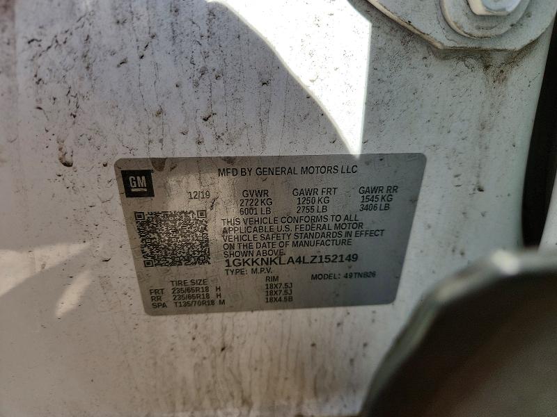 49102086 :رقم المزاد ، 1GKKNKLA4LZ152149 vin ، 2020 Gmc Acadia مزاد بيع