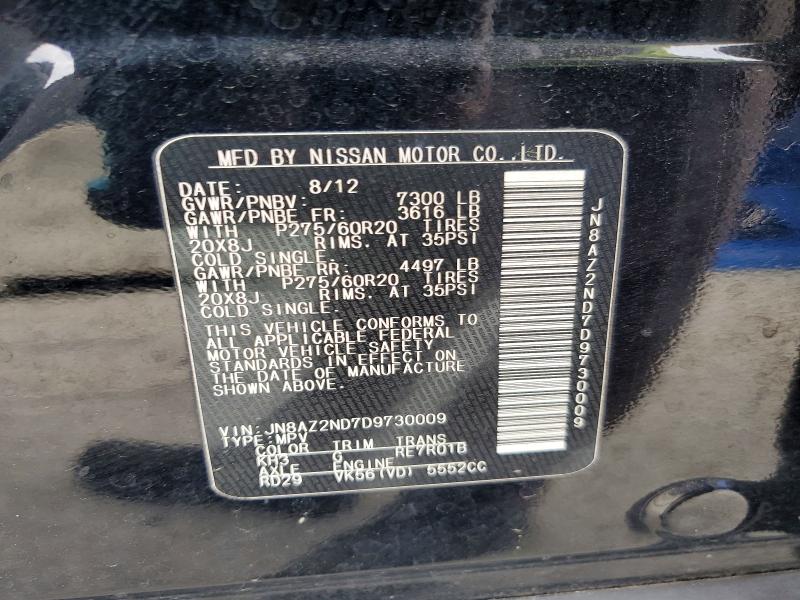 49463106 :رقم المزاد ، JN8AZ2ND7D9730009 vin ، 2013 Infiniti Qx56 مزاد بيع
