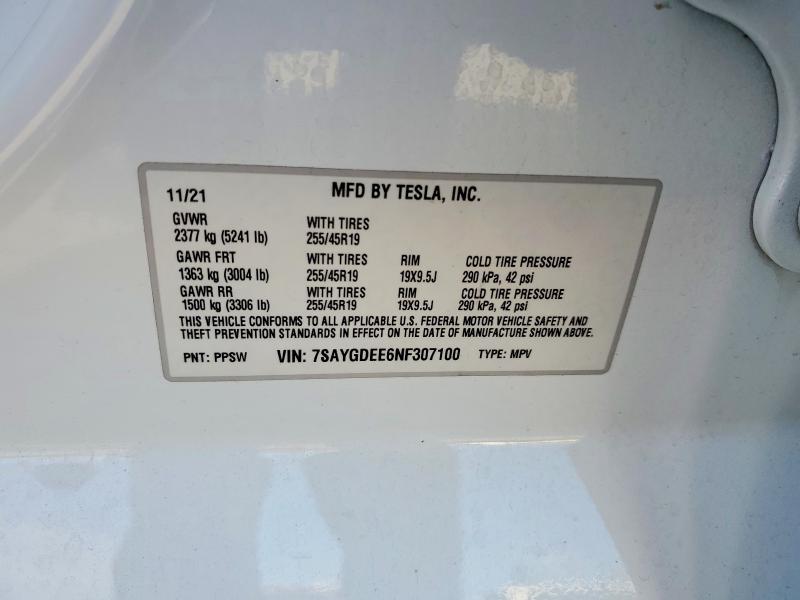 Продаж на аукціоні авто 2022 Tesla Model Y, vin: 7SAYGDEE6NF307100, номер лоту: 50068426