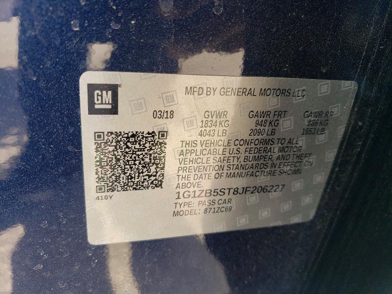 Продаж на аукціоні авто 2018 Chevrolet Malibu, vin: 1G1ZB5ST8JF206227, номер лоту: 48163576