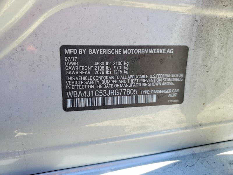 Продаж на аукціоні авто 2018 Bmw 430i, vin: WBA4J1C53JBG77805, номер лоту: 49018476