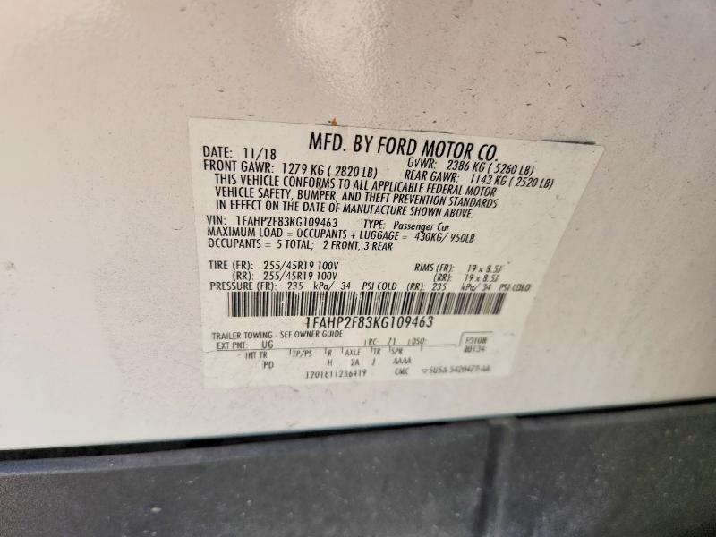 Aukcja sprzedaży 2019 Ford Taurus, vin: 1FAHP2F83KG109463, numer aukcji: 50917456
