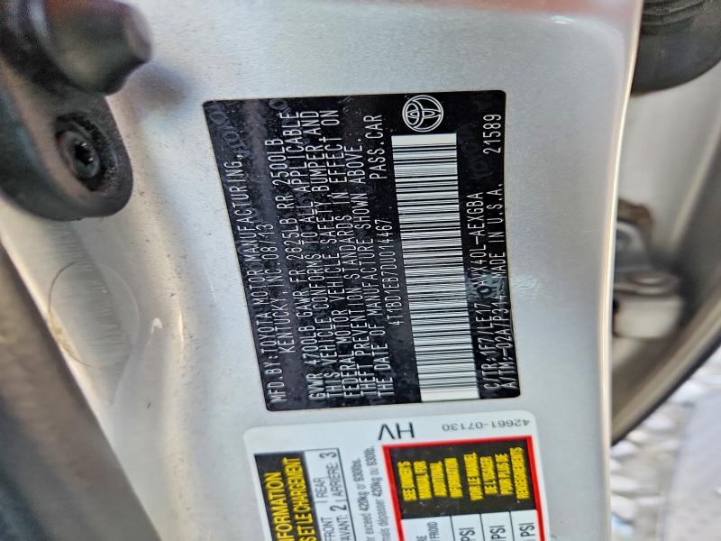 51605486 :رقم المزاد ، 4T1BD1EB7DU014467 vin ، 2013 Toyota Avalon Hybrid مزاد بيع