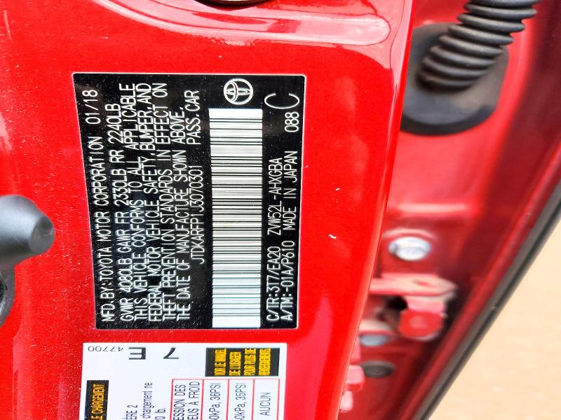 51396836 :رقم المزاد ، JTDKARFP1J3070301 vin ، 2018 Toyota Prius Prime مزاد بيع