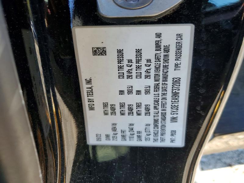 Продажа на аукционе авто 2022 Tesla Model 3, vin: 5YJ3E1EA9NF372063, номер лота: 49105406