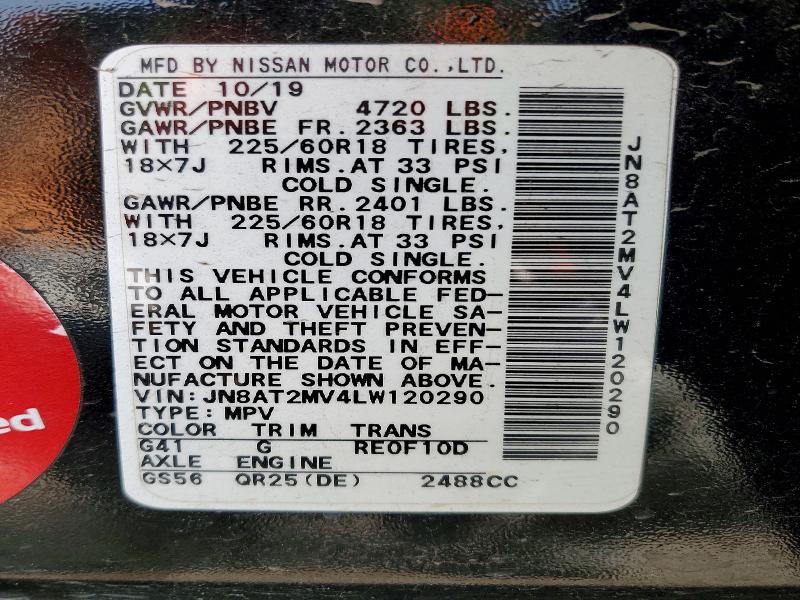 48455786 :رقم المزاد ، JN8AT2MV4LW120290 vin ، 2020 Nissan Rogue مزاد بيع