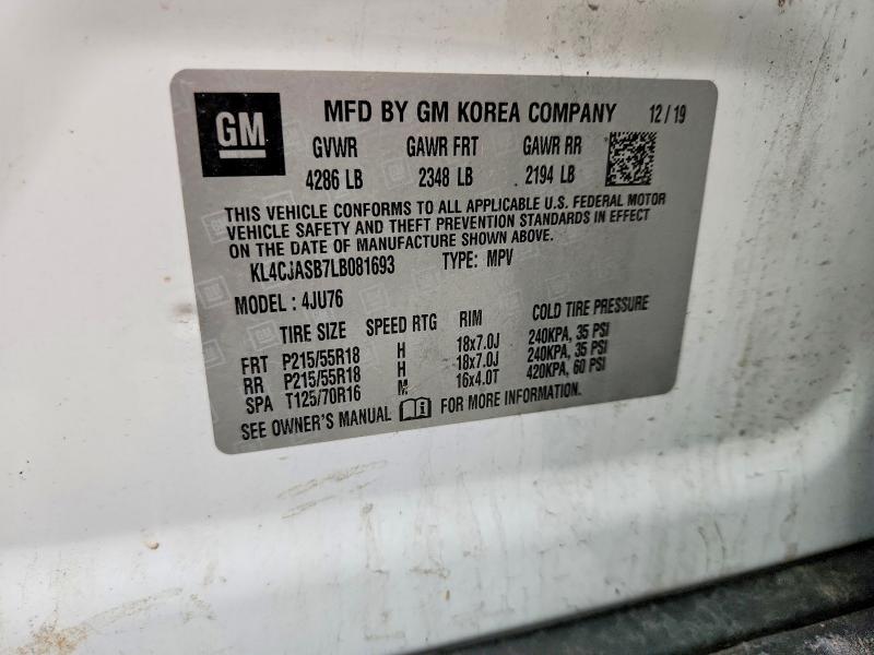 Продажа на аукционе авто 2020 Buick Encore, vin: KL4CJASB7LB081693, номер лота: 50527116