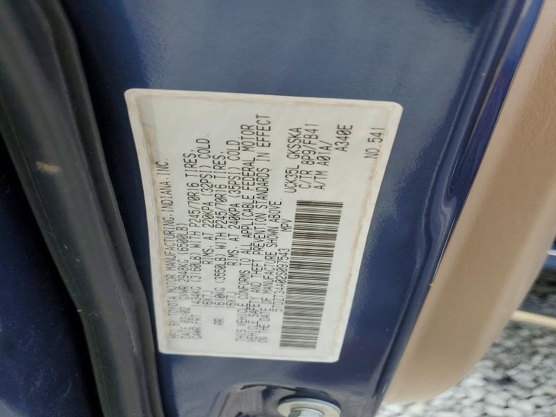 50758756 :رقم المزاد ، 5TDZT34A02S097543 vin ، 2002 Toyt Sequoia مزاد بيع