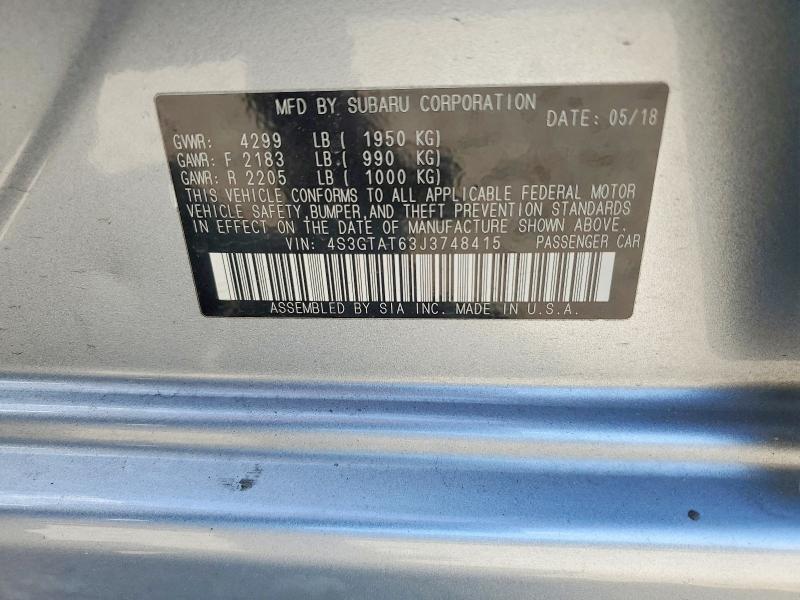 Продажа на аукционе авто 2018 Subaru Impreza, vin: 4S3GTAT63J3748415, номер лота: 49309536