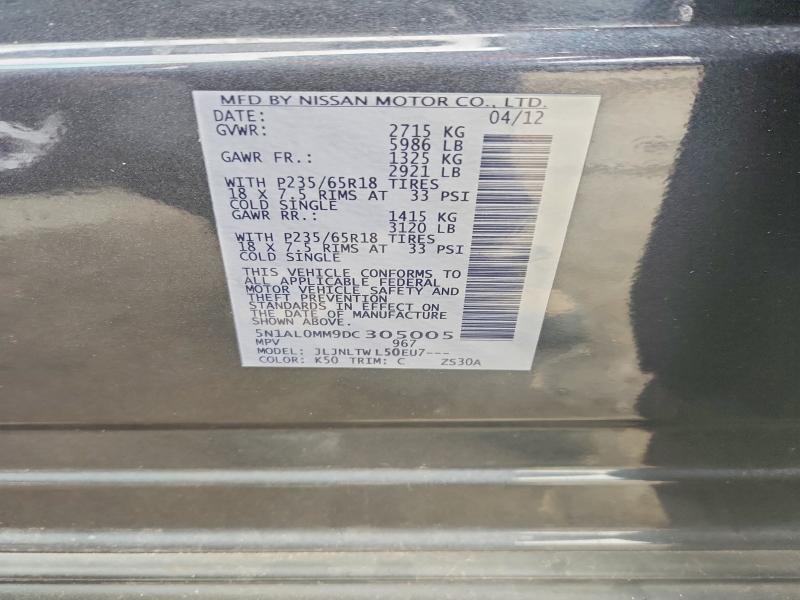 49629596 :رقم المزاد ، 5N1AL0MM9DC305005 vin ، 2013 Infiniti Jx35 مزاد بيع