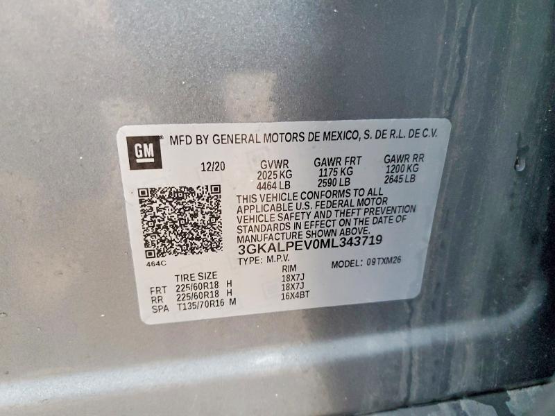 2021 Gmc Terrain მანქანა იყიდება აუქციონზე, vin: 3GKALPEV0ML343719, აუქციონის ნომერი: 49487876