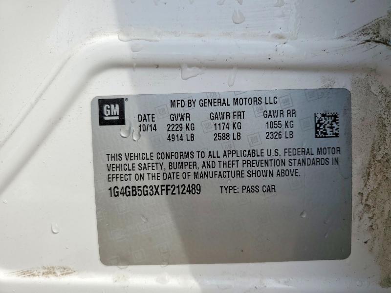 Aukcja sprzedaży 2015 Buick Lacrosse, vin: 1G4GB5G3XFF212489, numer aukcji: 49388236