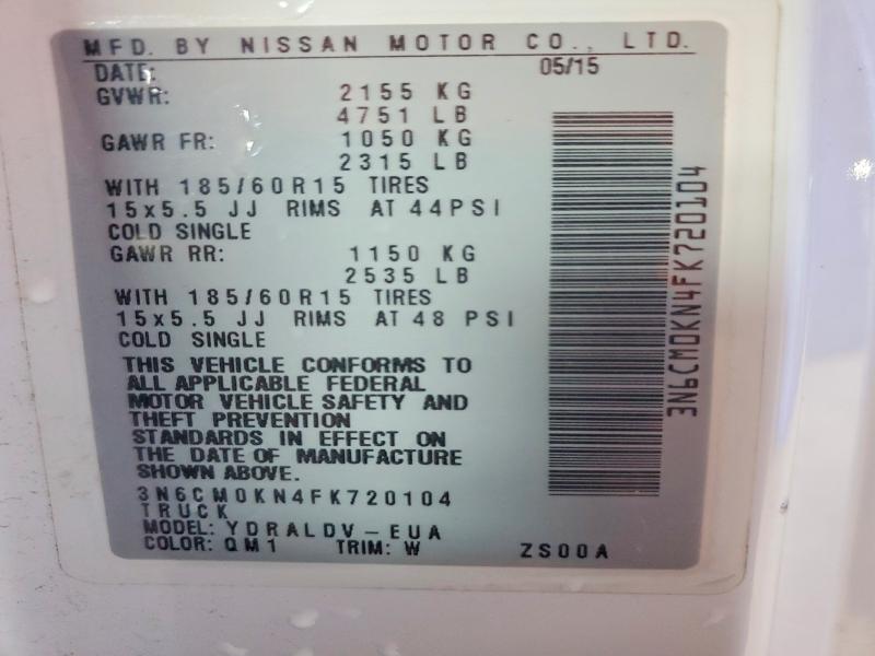 51646036 :رقم المزاد ، 3N6CM0KN4FK720104 vin ، 2015 Nissan Nv200 مزاد بيع