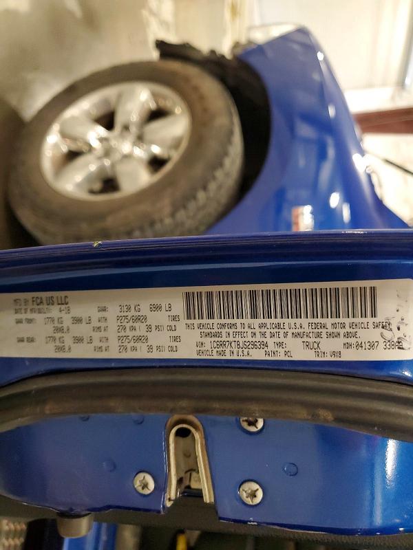 2018 Ram 1500 მანქანა იყიდება აუქციონზე, vin: 1C6RR7KT8JS296394, აუქციონის ნომერი: 48904896