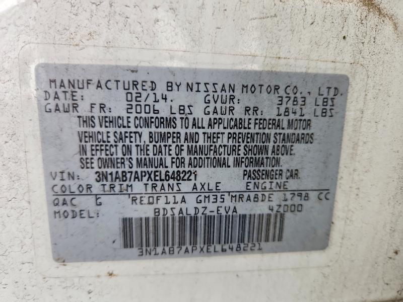 50919656 :رقم المزاد ، 3N1AB7APXEL648221 vin ، 2014 Nissan Sentra مزاد بيع