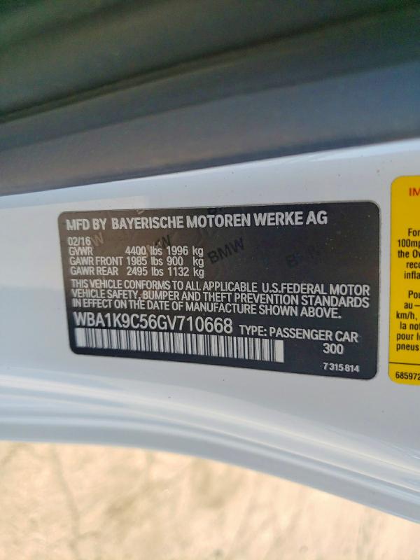 2016 Bmw 228 მანქანა იყიდება აუქციონზე, vin: WBA1K9C56GV710668, აუქციონის ნომერი: 50879126