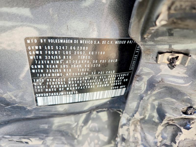 2018 Volkswagen Tiguan მანქანა იყიდება აუქციონზე, vin: 3VV3B7AX5JM178515, აუქციონის ნომერი: 47081806